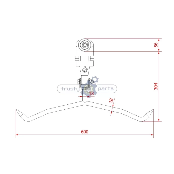 Twin Track Roller – V Shaped Meat Hanger 18mm DRAWING