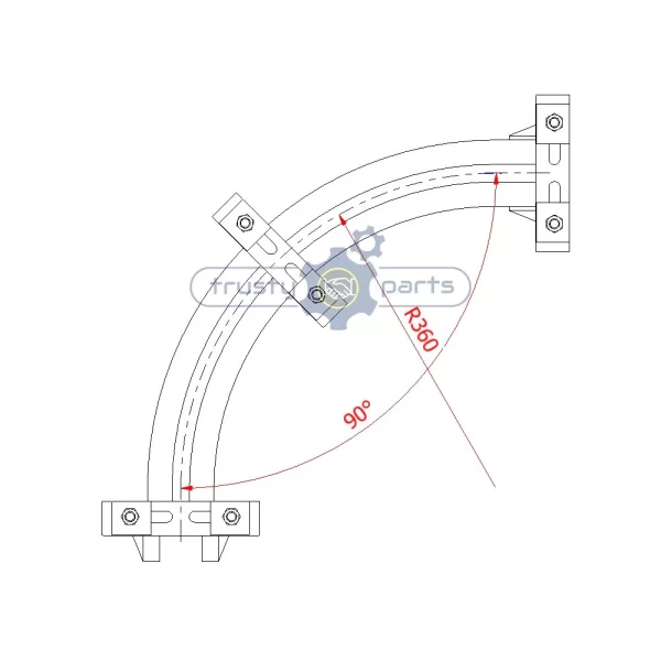 Twin Track Meat Rail – 90° Bend DRAWING