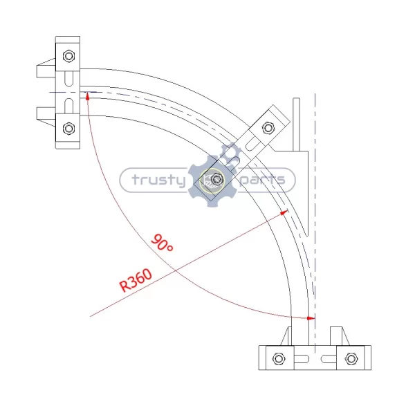 Twin Track Meat Rail – 90° SWITCH left DRAWING