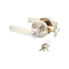 Altro Satin Stainless Steel Straight Door Handles on Round Rose Set